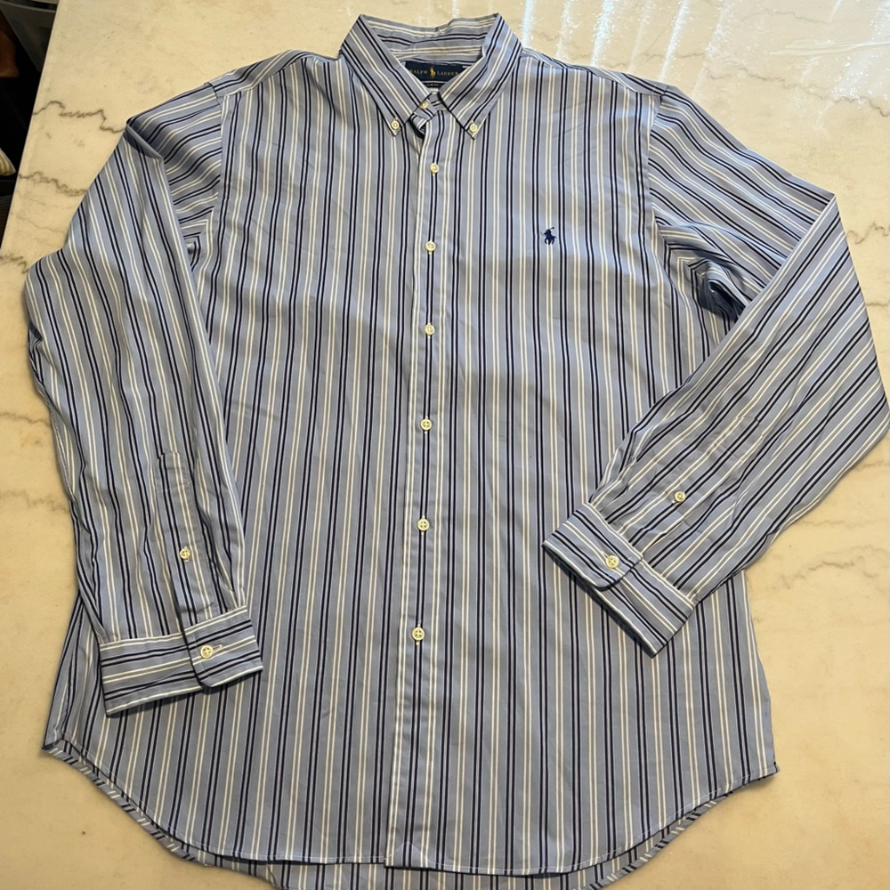 Polo by Ralph Lauren Men's Light Blue Striped Shirt - Picture 2 of 5